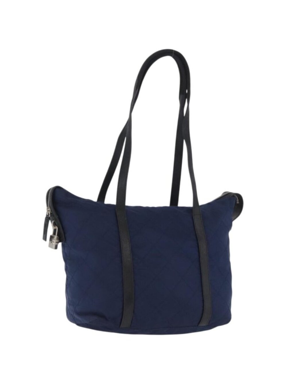 PRADA Tote Bag Nylon Navy Silver